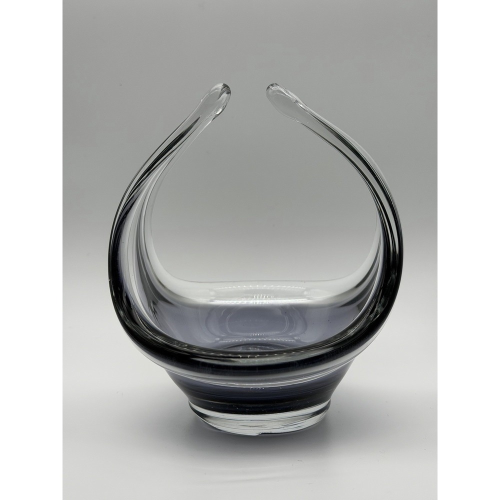 Aubergine Purple Manta Ray Mid century Swedish Hand Blown Glass Trinket Bowl